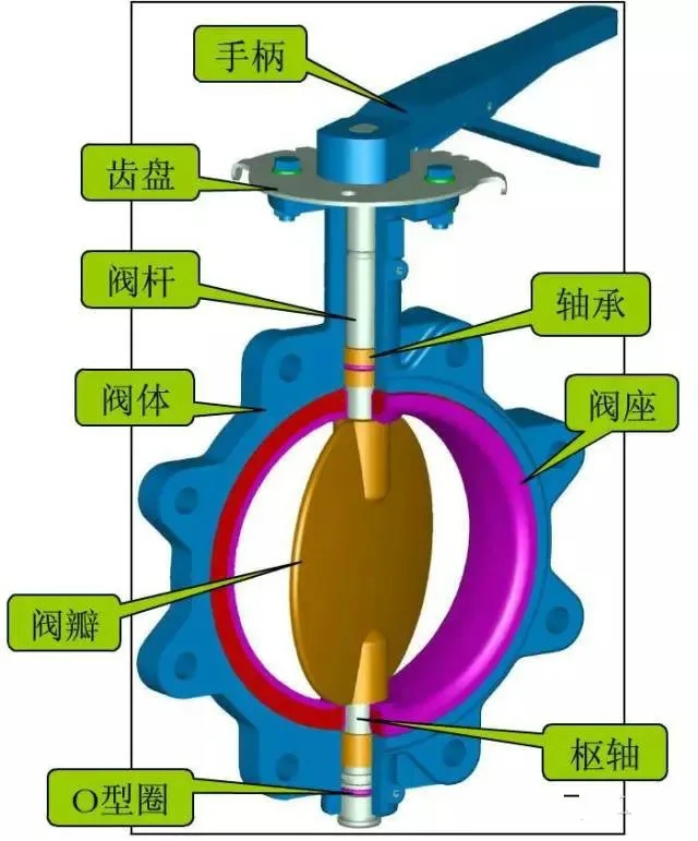 法兰蝶阀图片结构图图片